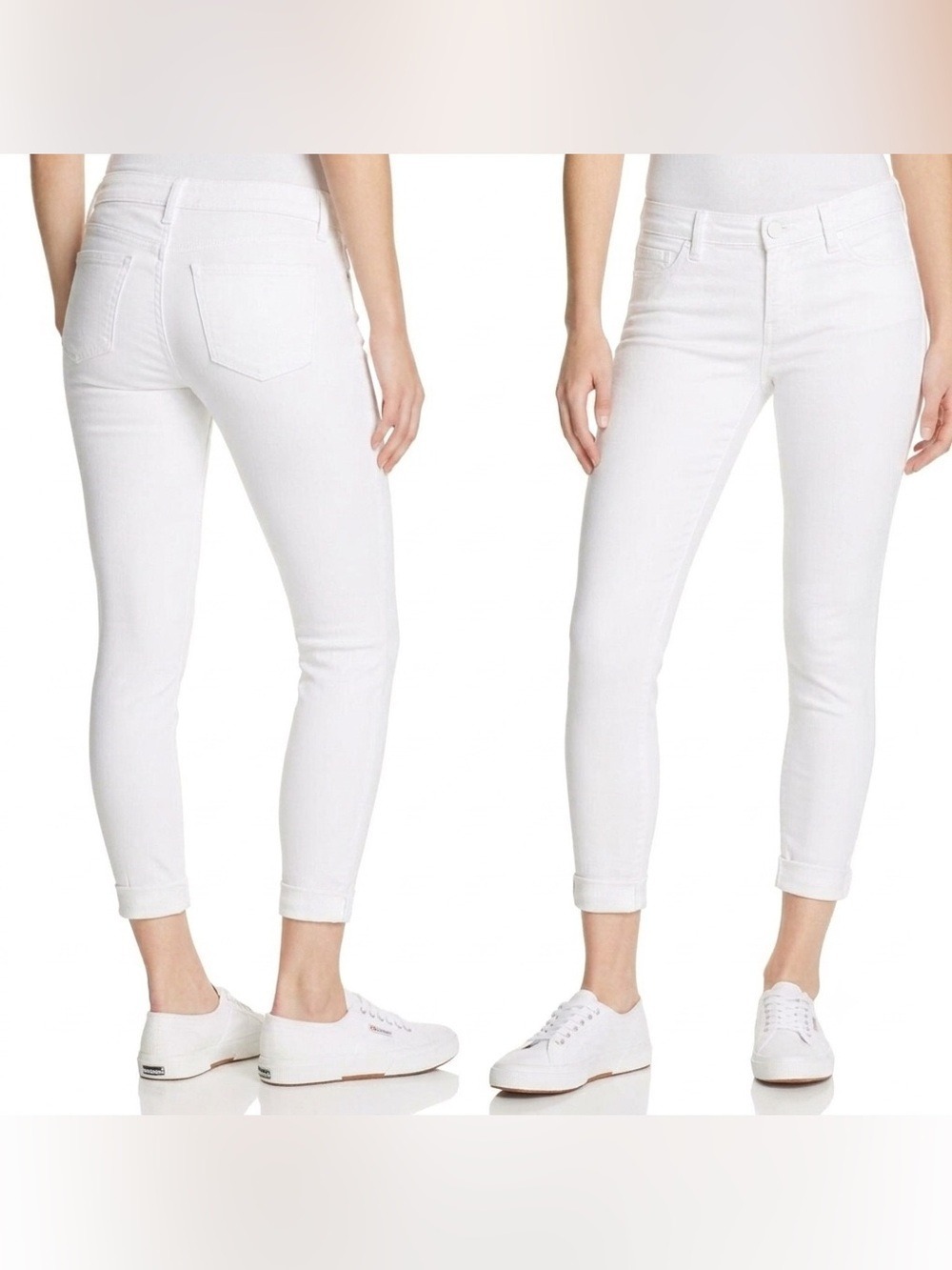 J Brand Anja Crop Cuffed Jeans in White, size 28